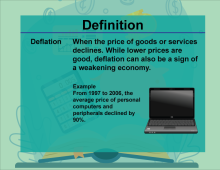 This is part of a collection of definitions on Financial Literacy. This defines the term deflation.