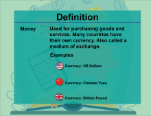 This is part of a collection of definitions on Financial Literacy. This defines the term money.