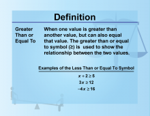 Definition--Inequality Concepts--Greater Than or Equal To