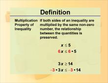 Definition--Math Properties--Multiplication Property of Inequality