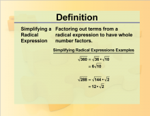 Definition--Rationals and Radicals--Simplifying a Radical Expression