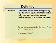 Definition--Rationals and Radicals--nth Root