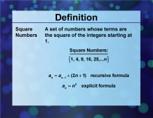 Definition--Sequences and Series Concepts--Square Numbers
