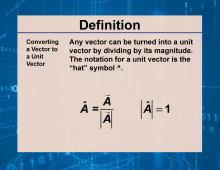 Definition--Vector Concepts--Converting a Vector to a Unit Vector