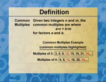 Definition--Factors and Multiples--Common Multiples