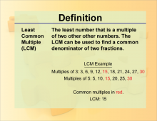 Definition--Fraction Concepts--Least Common Multiple (LCM)