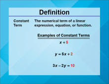 Video Definition 34--Linear Function Concepts--Constant Term