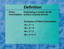 Definition--Prime and Composite Properties--Prime Factorization