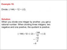 Math Example--Numerical Expressions----Dividing Integers: Example 10