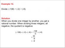 Math Example--Numerical Expressions----Dividing Integers: Example 12