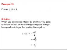 Math Example--Numerical Expressions----Dividing Integers: Example 15