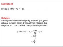 Math Example--Numerical Expressions--Dividing Integers: Example 22