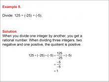 Math Example--Numerical Expressions--Dividing Integers: Example 9