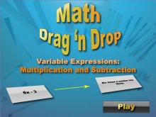 Interactive Math Game--DragNDrop Math--The Language of Math--Variable Expressions--Multiplication and Subtraction