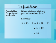 Elementary Math Definitions--Addition Subtraction Concepts--Associative Property