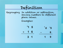 Elementary Math Definitions--Addition Subtraction Concepts--Regrouping