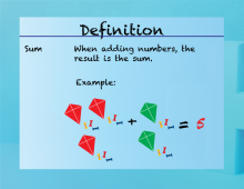Elementary Math Definitions--Addition Subtraction Concepts--Sum