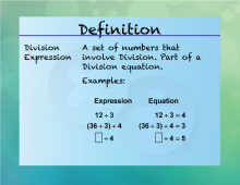 Elementary Definition--Multiplication and Division Concepts--DivisionExpression