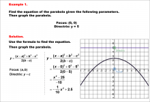 Math Example--Quadratics--Equations of Parabolas--Example 1
