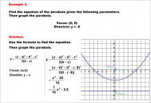 Math Example--Quadratics--Equations of Parabolas--Example 2