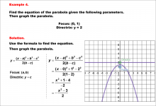 Math Example--Quadratics--Equations of Parabolas--Example 4