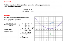 Math Example--Quadratics--Equations of Parabolas--Example 6
