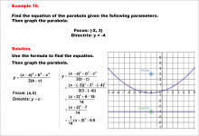 Math Example--Quadratics--Equations of Parabolas--Example 10