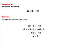 Math Example--Solving Equations--One-Variable Equations: Example 10