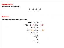 Math Example--Solving Equations--One-Variable Equations: Example 15