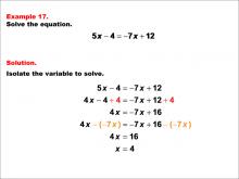 Math Example--Solving Equations--One-Variable Equations: Example 17