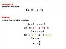 Math Example--Solving Equations--One-Variable Equations: Example 19