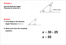 Math Example--Solving Equations--Equations Using the Exterior Angle Theorem--Example 1