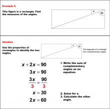 Math Example--Solving Equations--Solving Equations with Angle Measures 2--Example 5