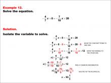 Math Example--Solving Equations--Equations with Fractions: Example 12