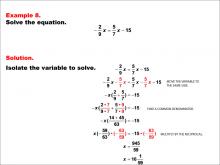 Math Example--Solving Equations--Equations with Fractions: Example 8
