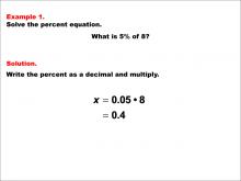Math Example--Percents-- Equations with Percents: Example 1