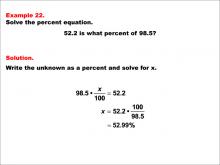 Math Example--Percents-- Equations with Percents: Example 22