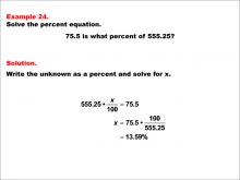 Math Example--Percents-- Equations with Percents: Example 24