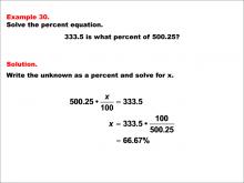 Math Example--Percents-- Equations with Percents: Example 30