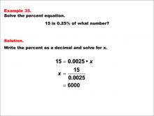 Math Example--Percents-- Equations with Percents: Example 35