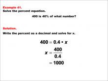 Math Example--Percents-- Equations with Percents: Example 41