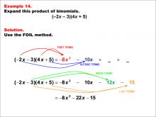 Math Example--Quadratics--The FOIL Method: Example 14