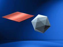 Animated Math Clip Art--3D Geometry--Icosahedron with Horizontal Cross-Section