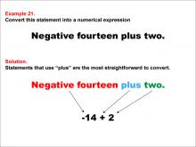Math Example: Language of Math--Numerical Expressions--Addition--Example 21