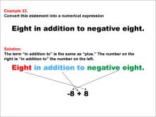 Math Example: Language of Math--Numerical Expressions--Addition--Example 23