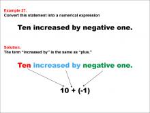 Math Example: Language of Math--Numerical Expressions--Addition--Example 27
