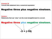 Math Example: Language of Math--Numerical Expressions--Addition--Example 36
