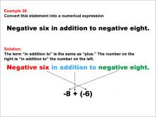Math Example: Language of Math--Numerical Expressions--Addition--Example 38