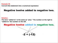 Math Example: Language of Math--Numerical Expressions--Addition--Example 39