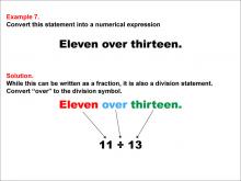 Math Example: Language of Math--Numerical Expressions--Division--Example 7